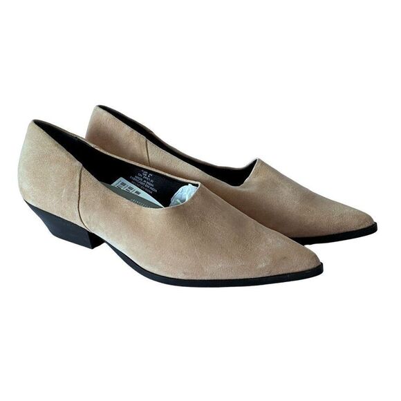 H&M Pink Suede Hooties Vamp Pointed Toe Stacked Heel Shoes Size 8 NEW - Picture 1 of 11